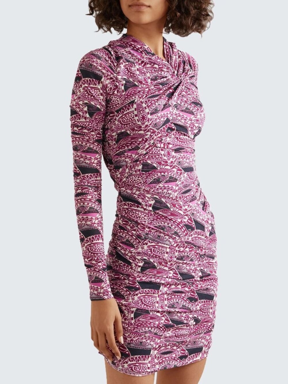 NEW Isabel Marant Ruched Magenta Paisley Jersey Dress
